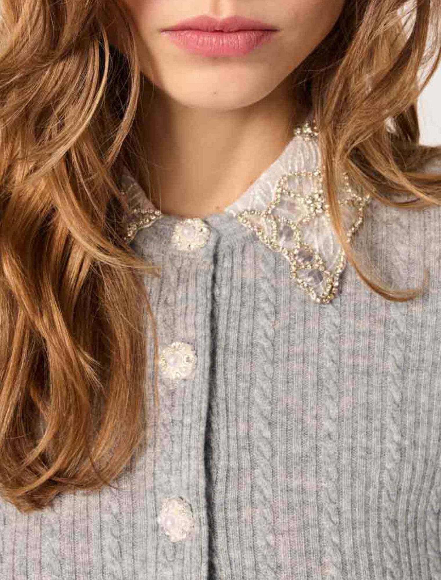 Cardigan con colletto rimovibile