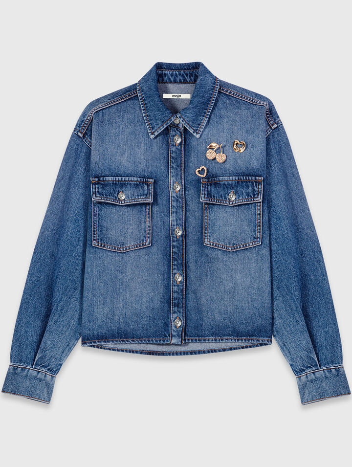 Camicia in denim con spille
