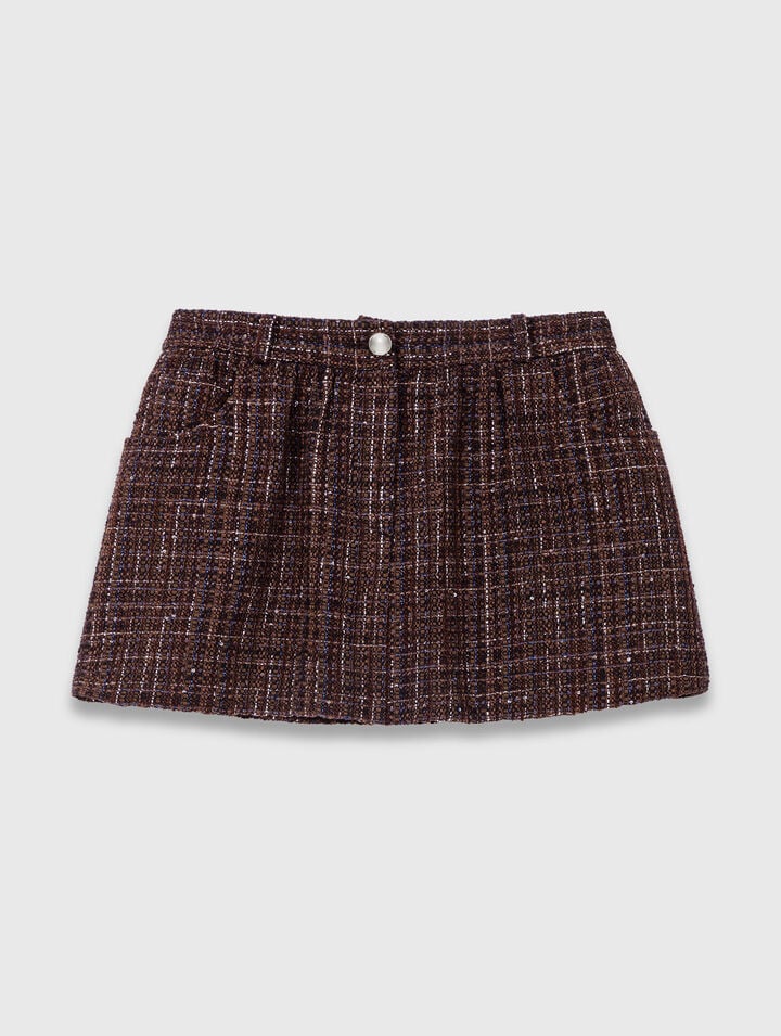 Shorts in tweed con fascia elastica