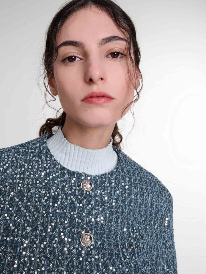 Giacca in tweed ornata con lustrini