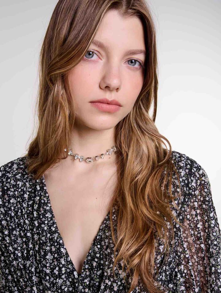 Collana girocollo argento con strass