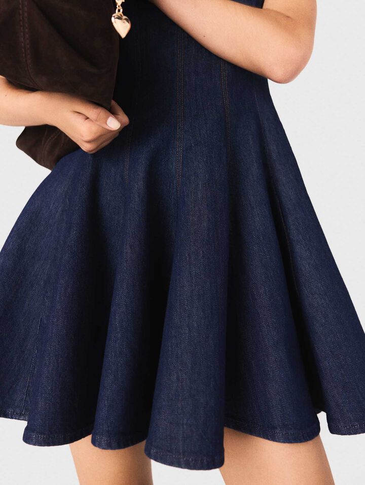 Abito corto in denim con volant