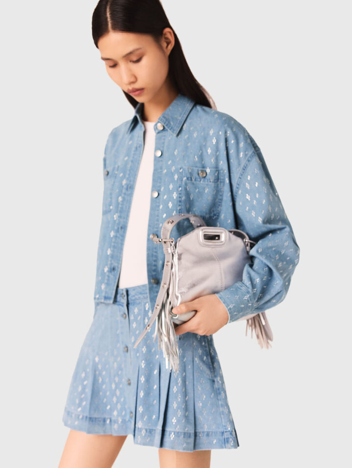 Camicia corta in jeans glitterata