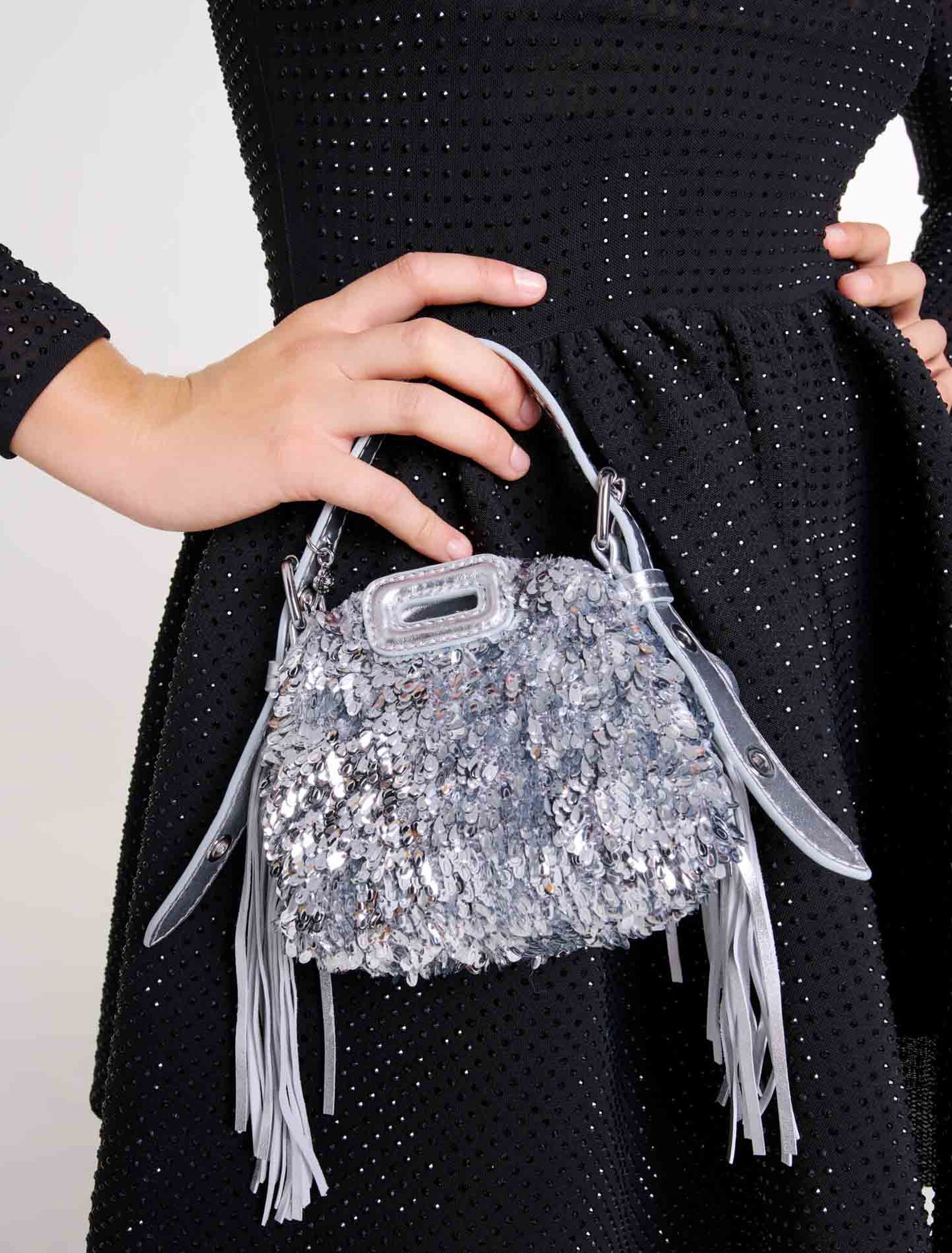 Borsa Miss M Nano lustrini argento