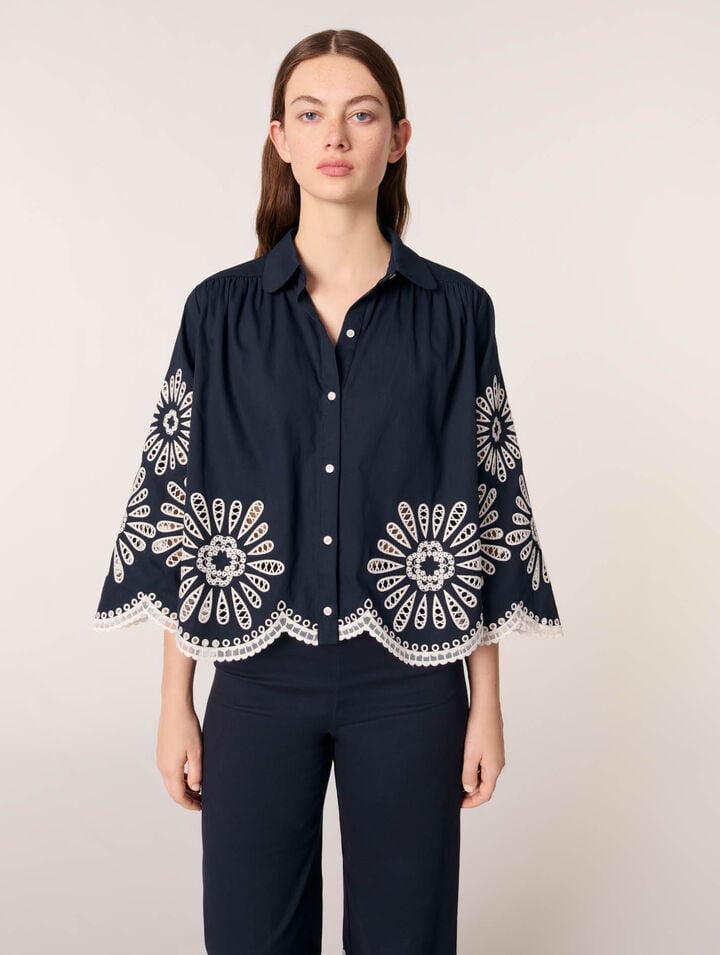 Camicia corta con dettagli crochet