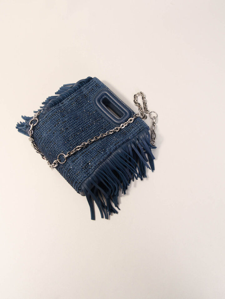 Borsetta M in denim glitterato