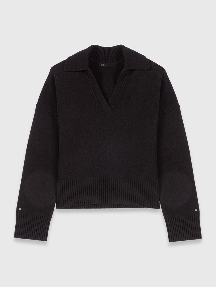 Cardigan con colletto polo aperto