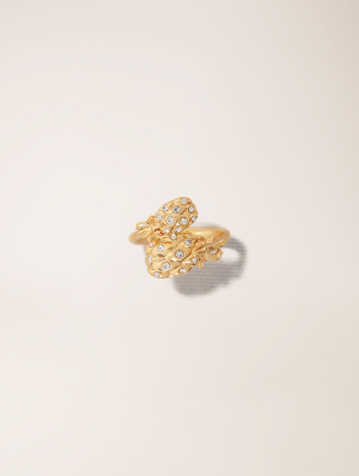 Anello doppio ananas con strass