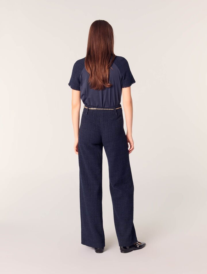Pantaloni in tweed cintura a catena