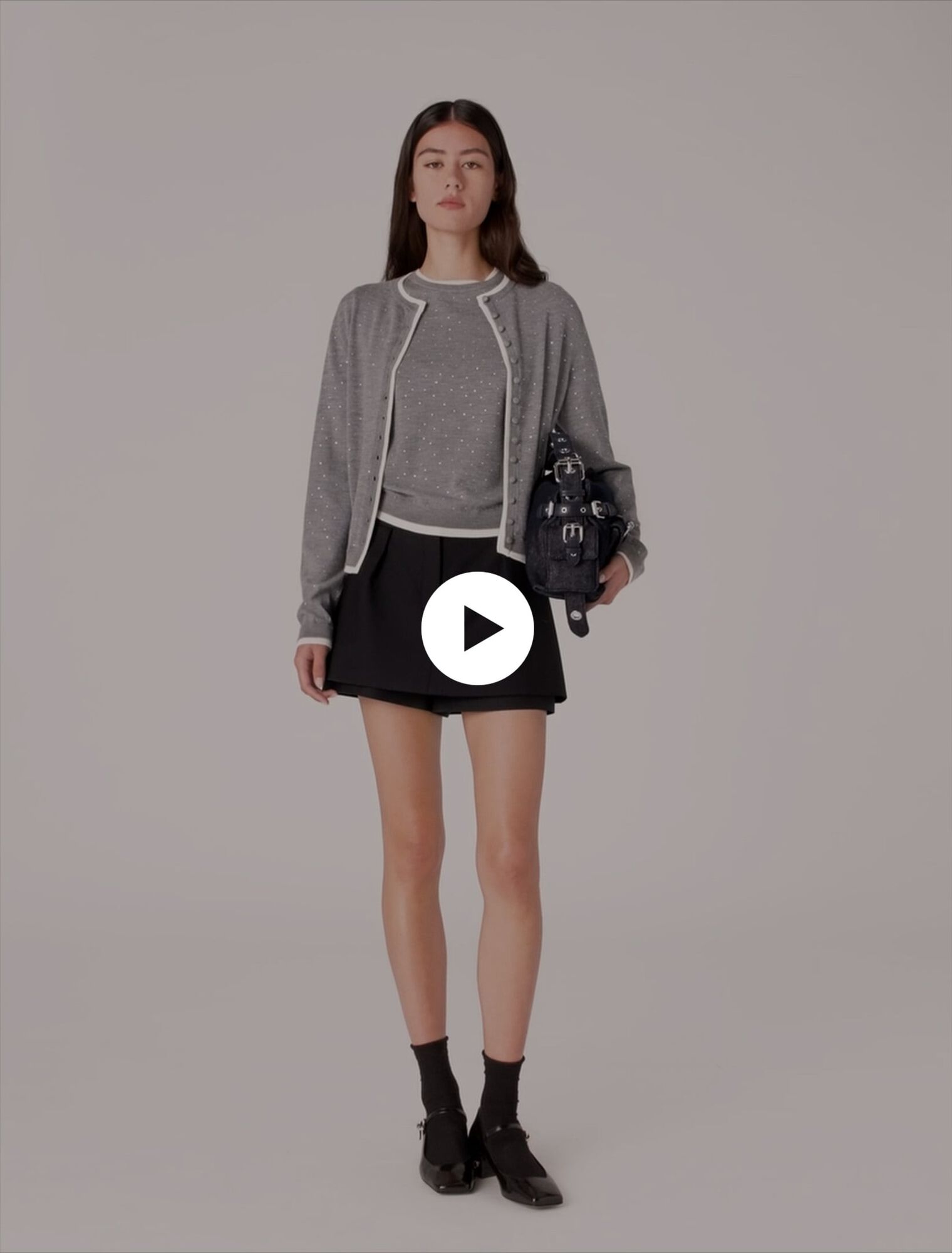 Cardigan 100% lana con strass