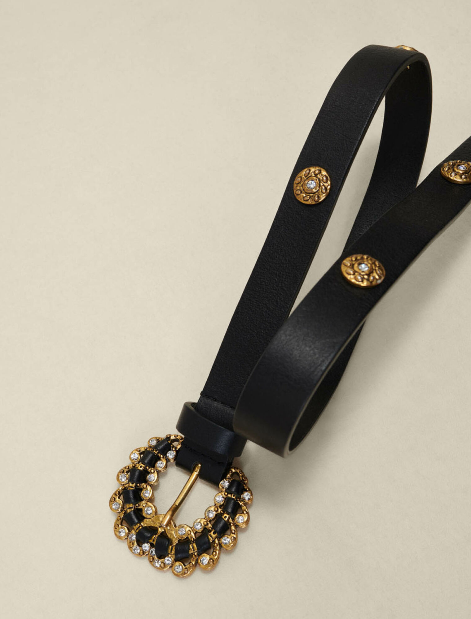 Cintura in pelle con strass