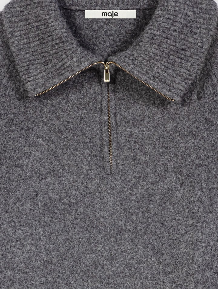 Maglione in yak con collo a zip