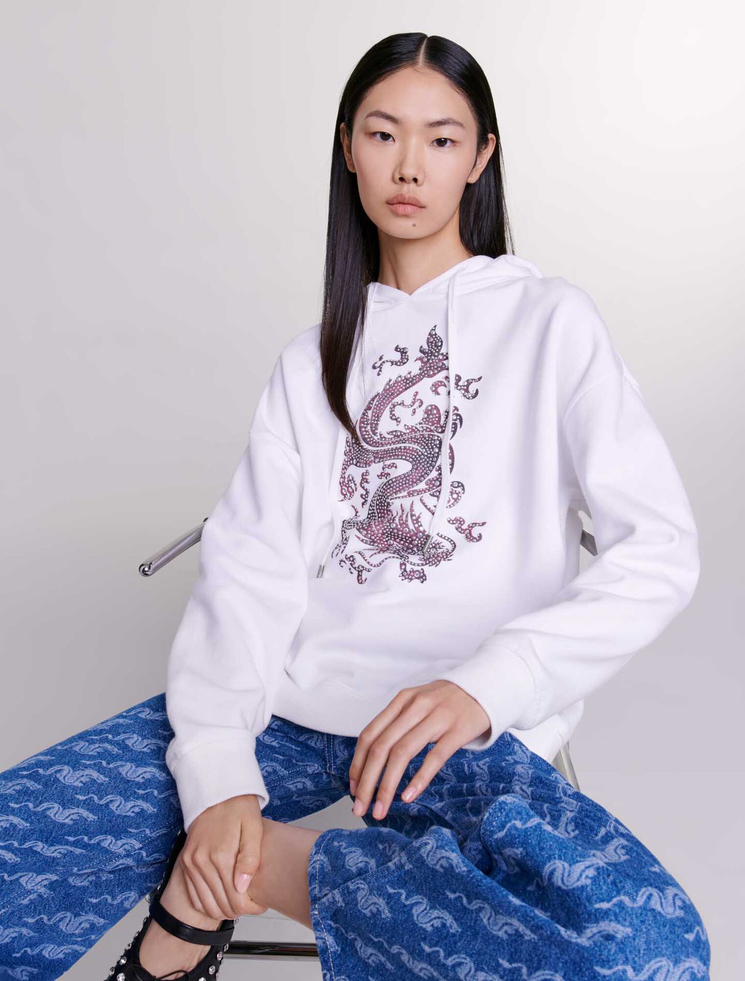 Felpa oversize con strass