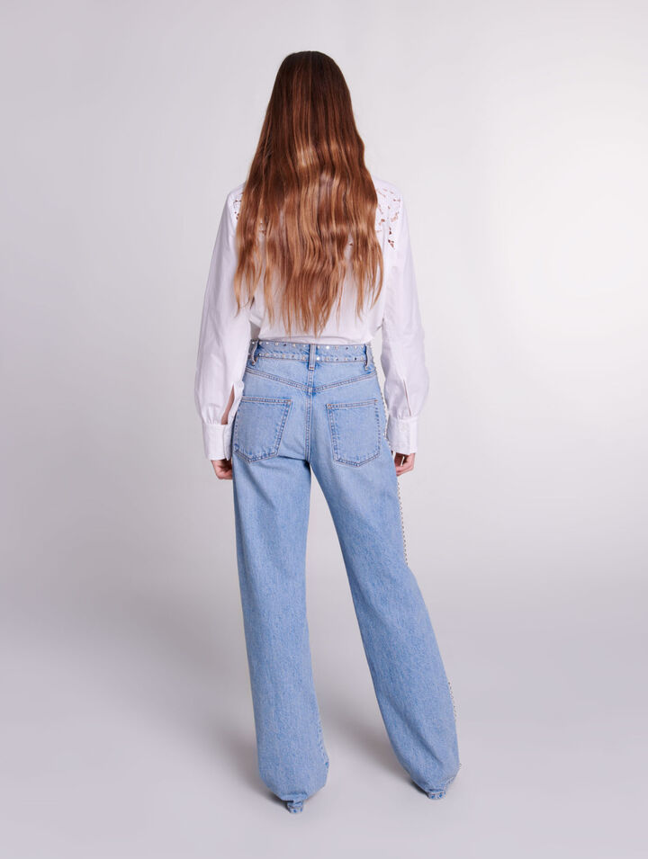 Jeans larghi borchiati