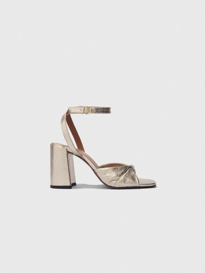 Sandali pelle metallizzata tacco