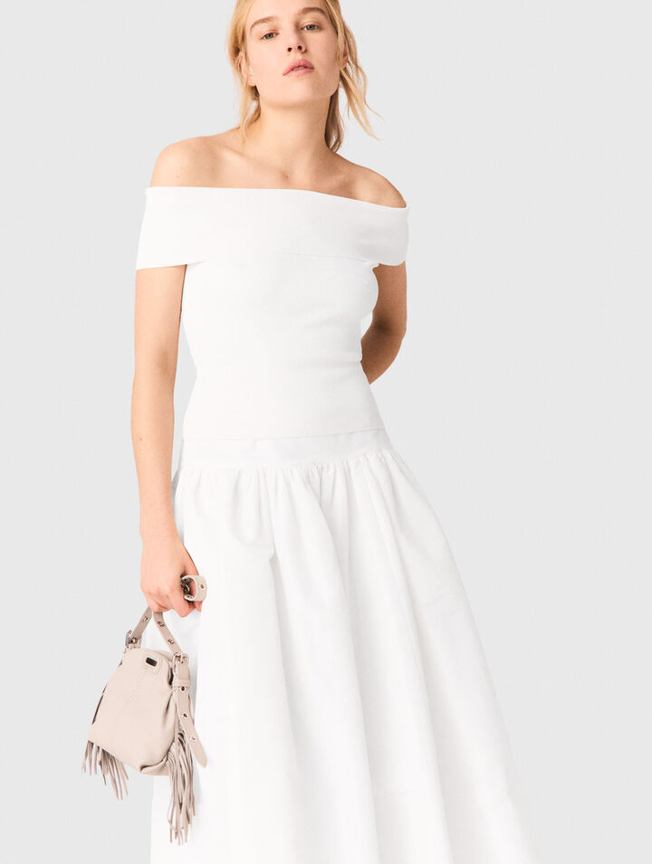 Top scollo bardot in maglia a coste