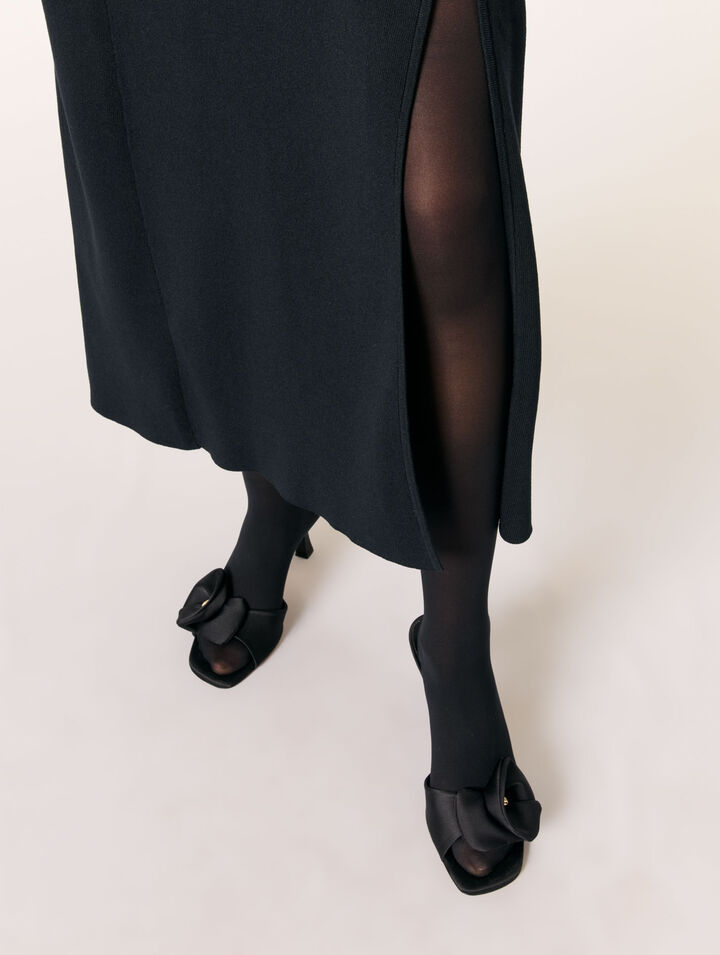 Mules in tessuto con fiore in raso