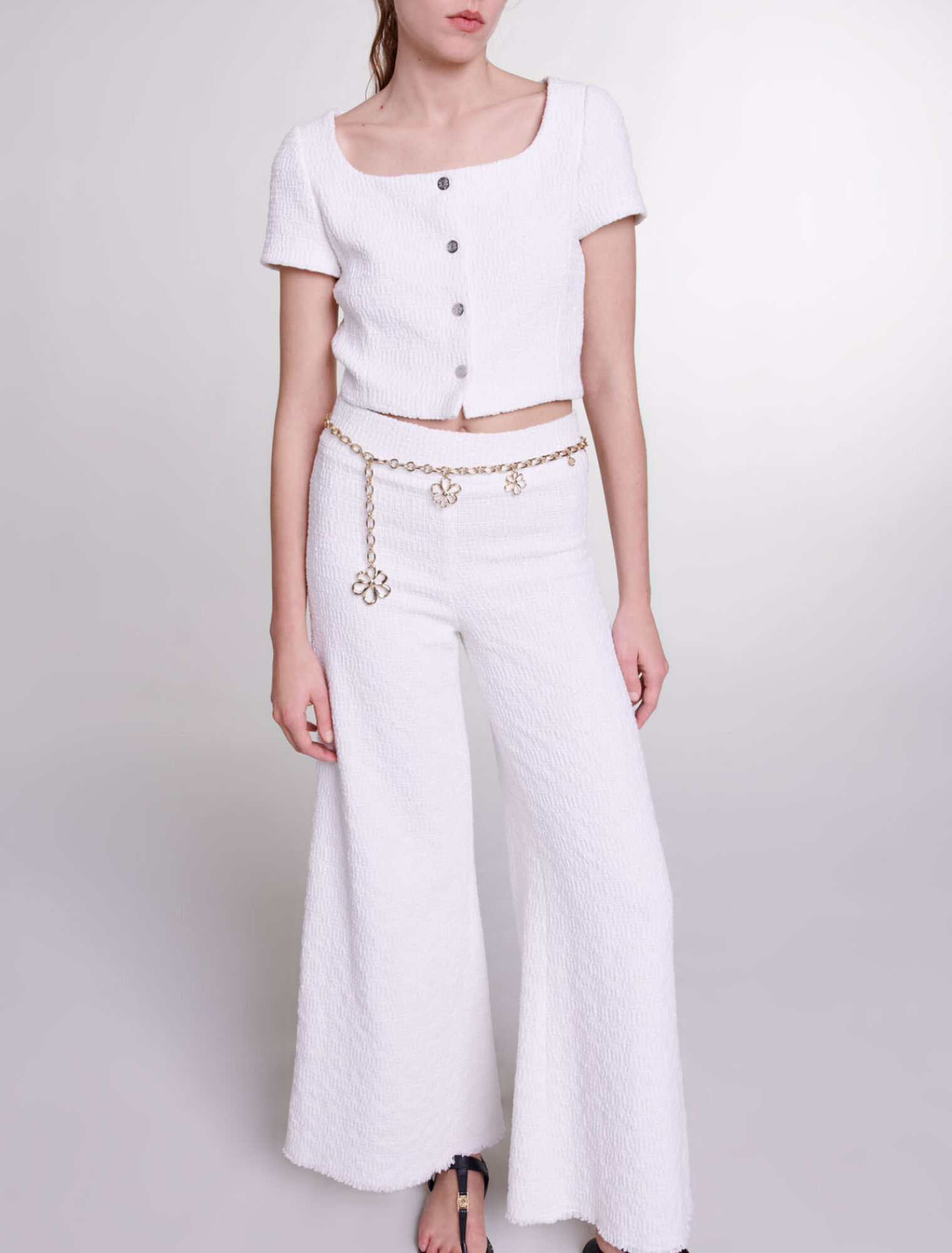 Pantaloni larghi in tweed