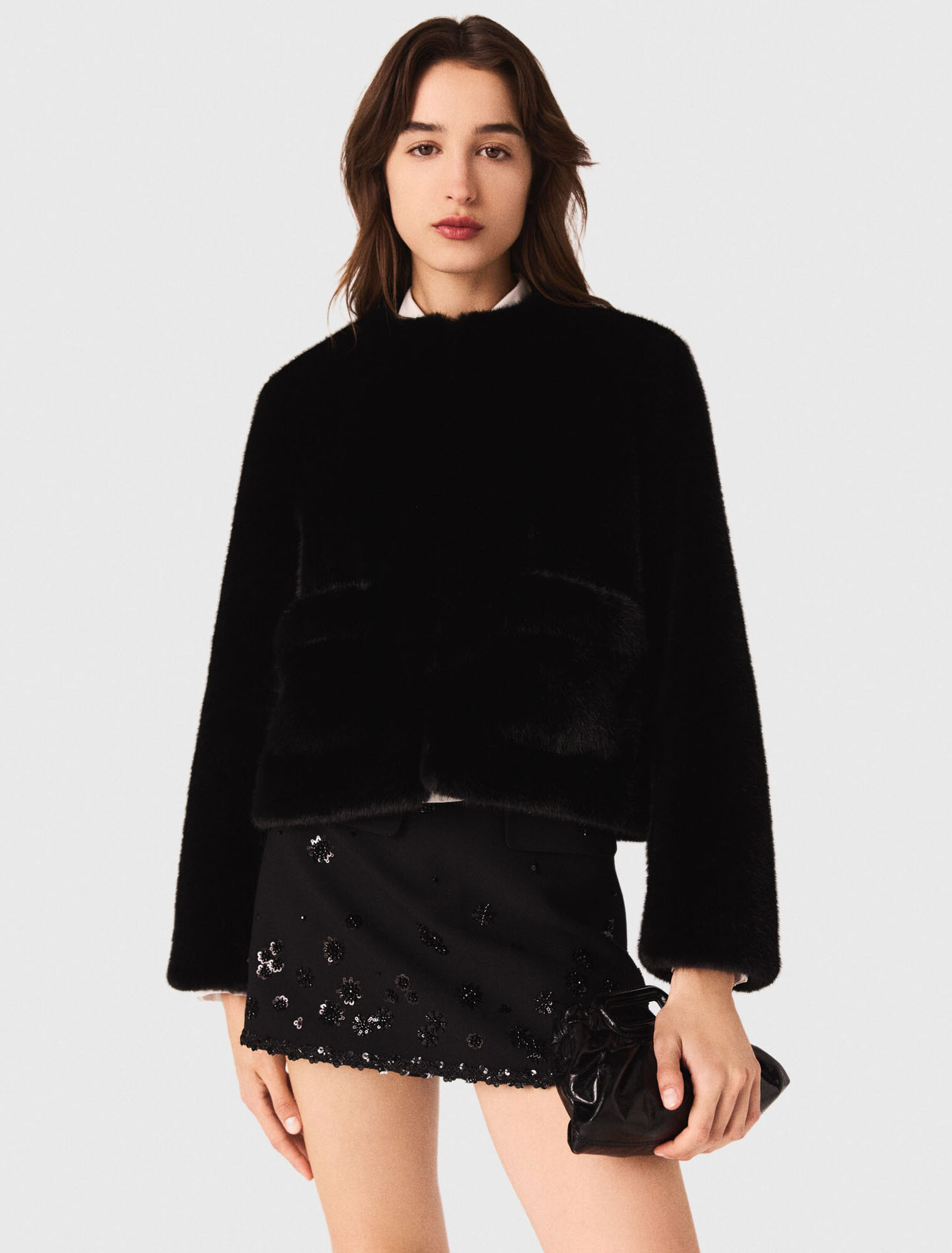 Cappotto corto in ecopelliccia