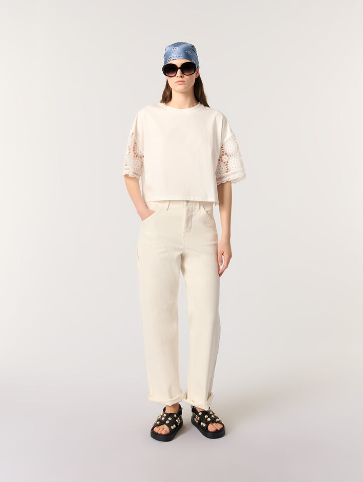 T-shirt con maniche in crochet