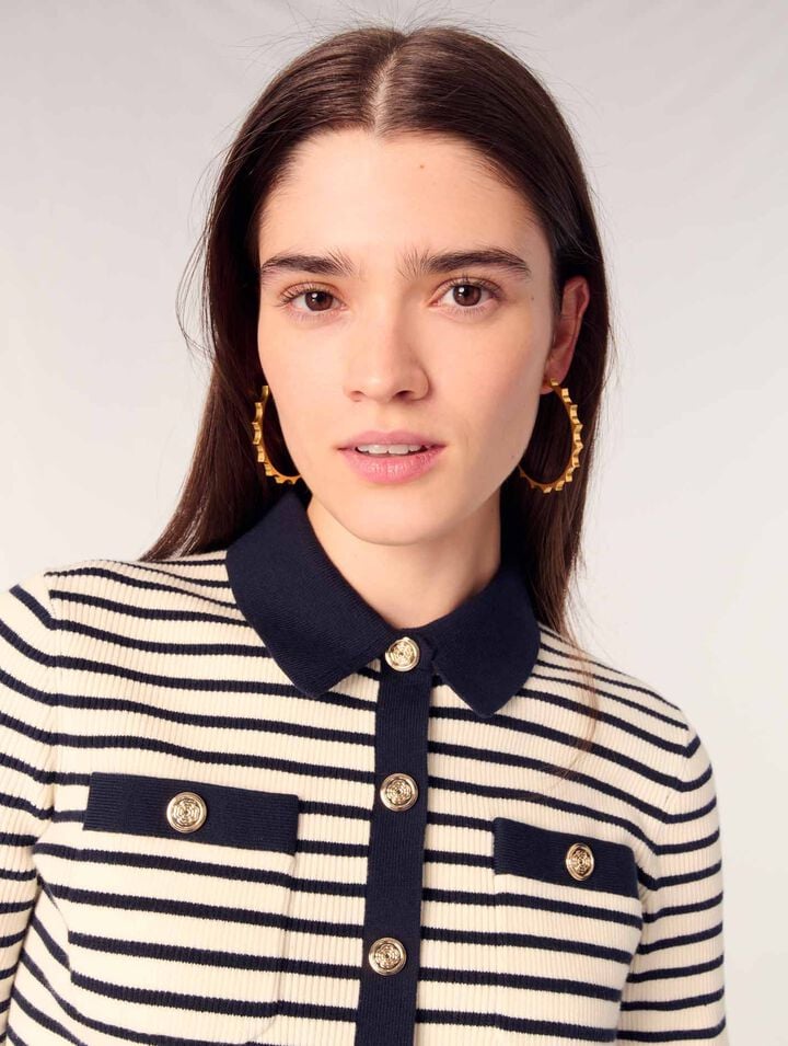 Cardigan corto in maglia a coste