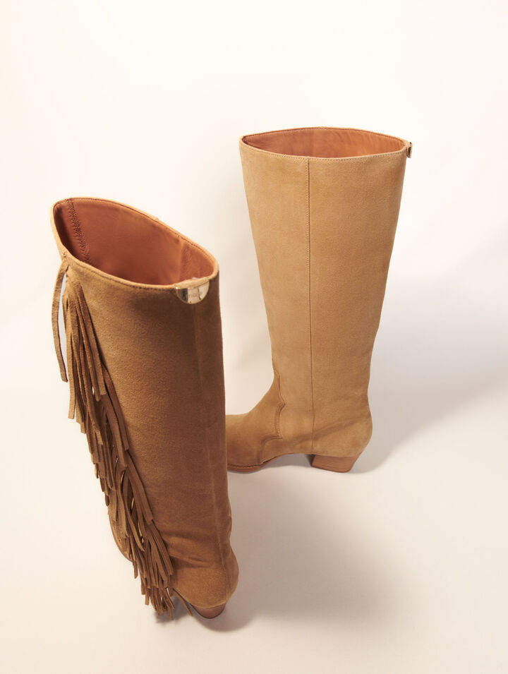 Stivali western camoscio e frange