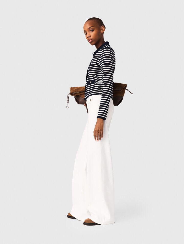 Cardigan a righe con colletto polo