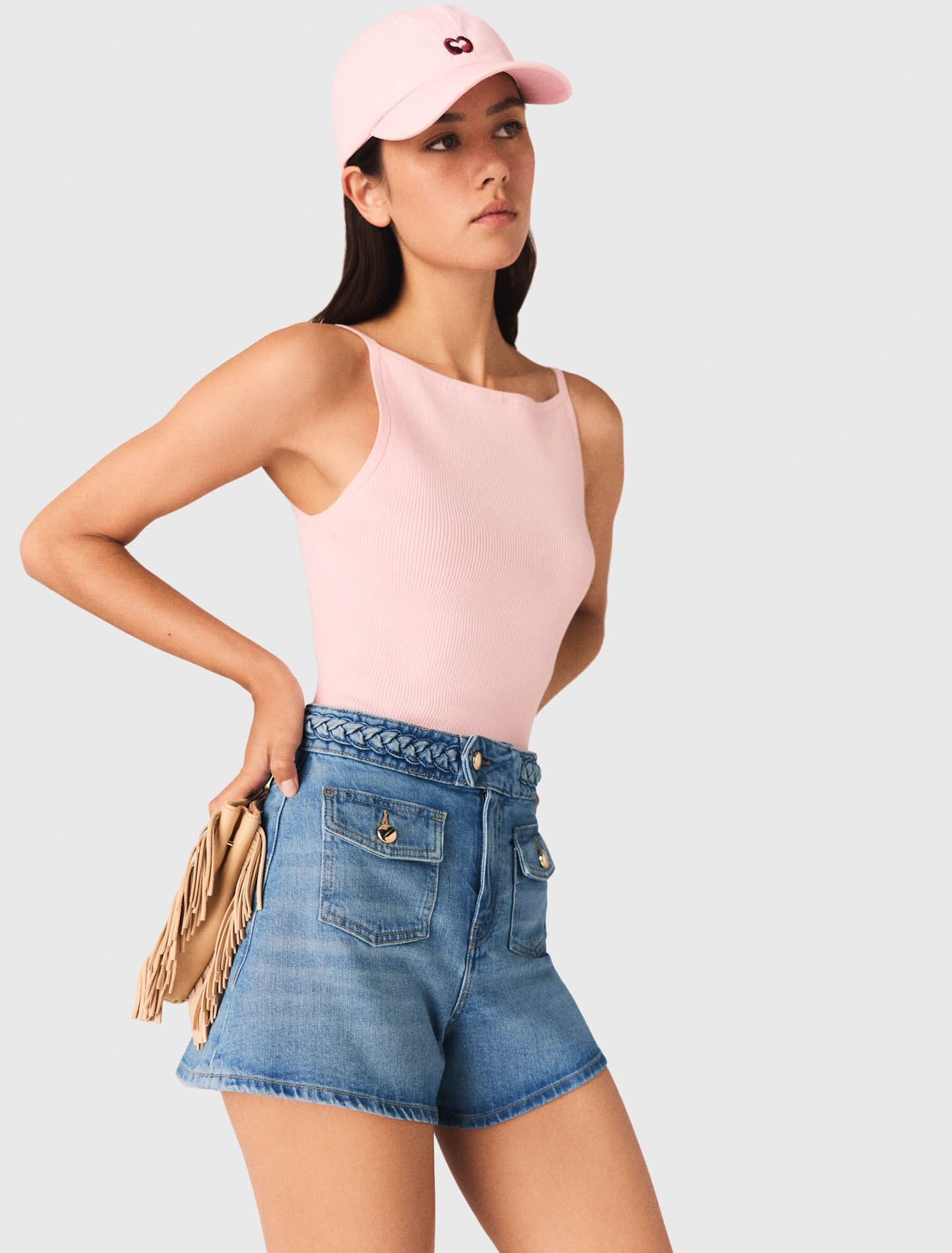 Shorts in denim intrecciato