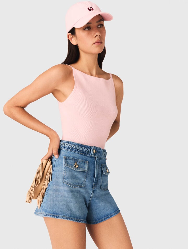 Shorts in denim intrecciato