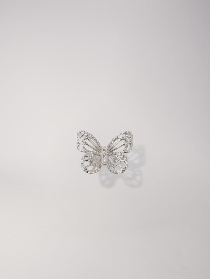 Anello a farfalla con strass
