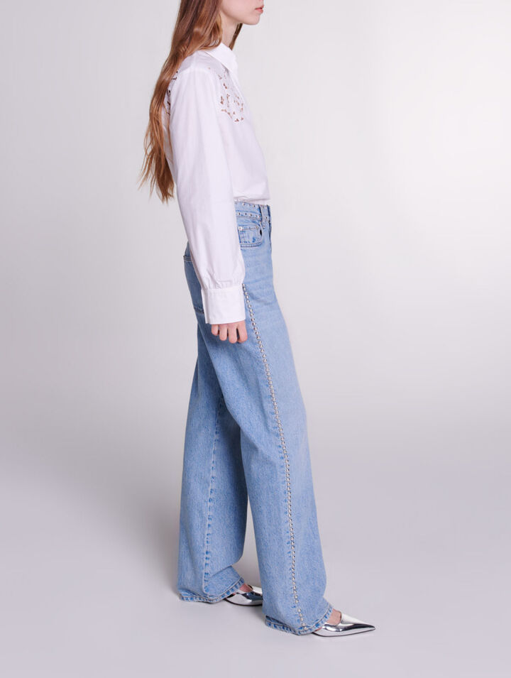 Jeans larghi borchiati