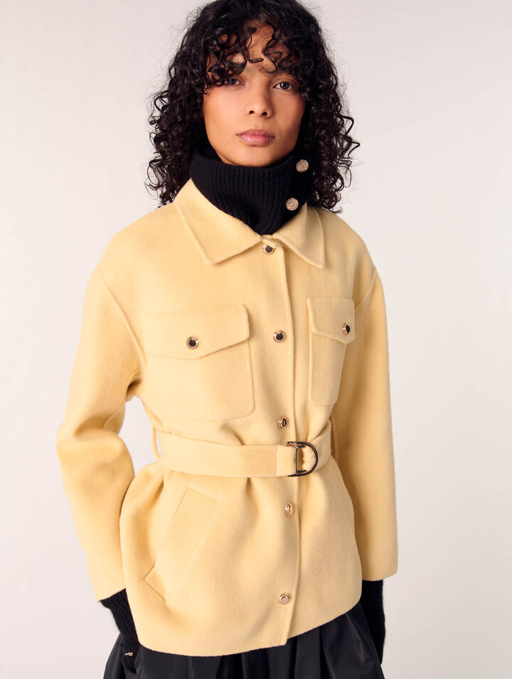 Cappotto corto double face cintura