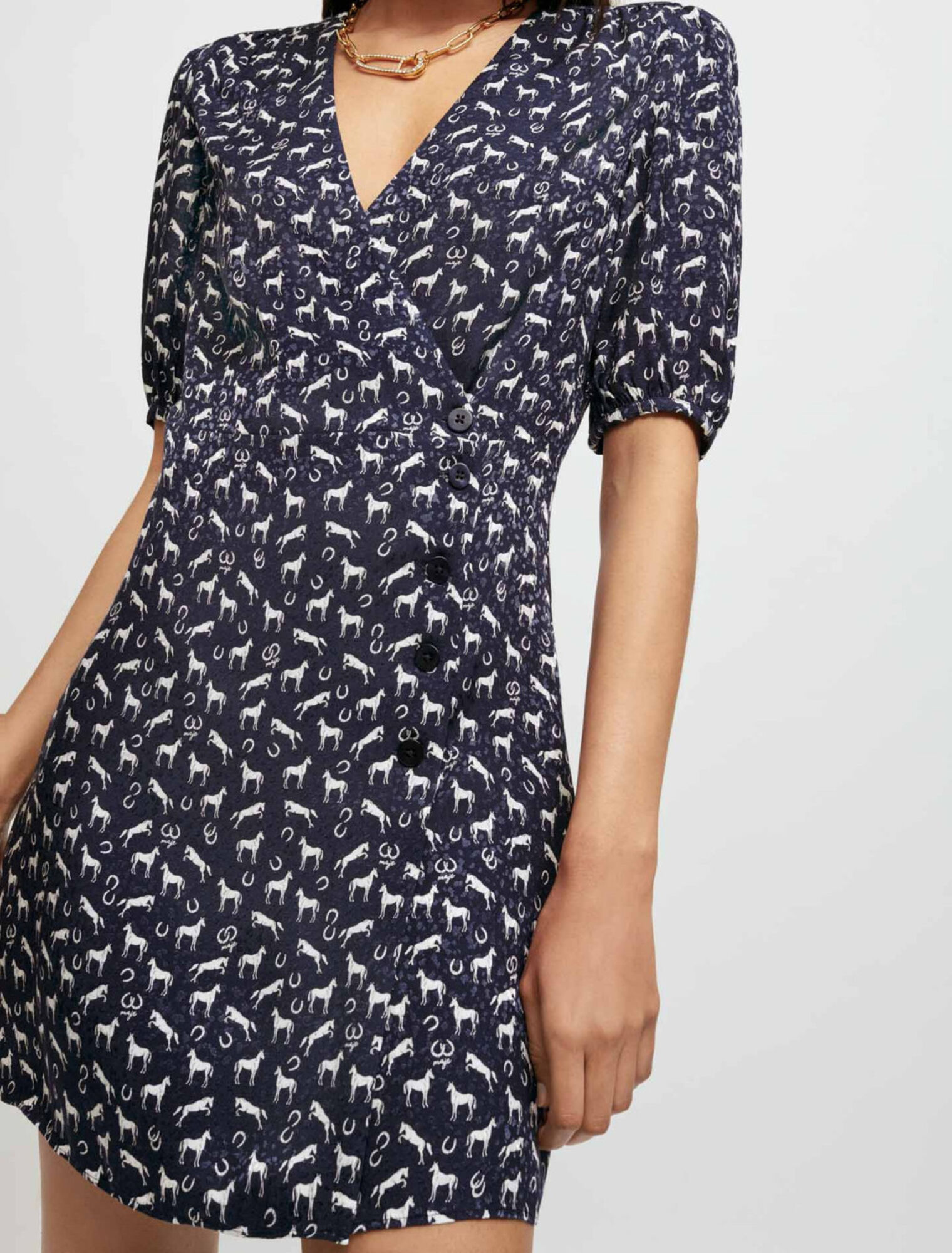 Abito in jacquard con cavalli stampati