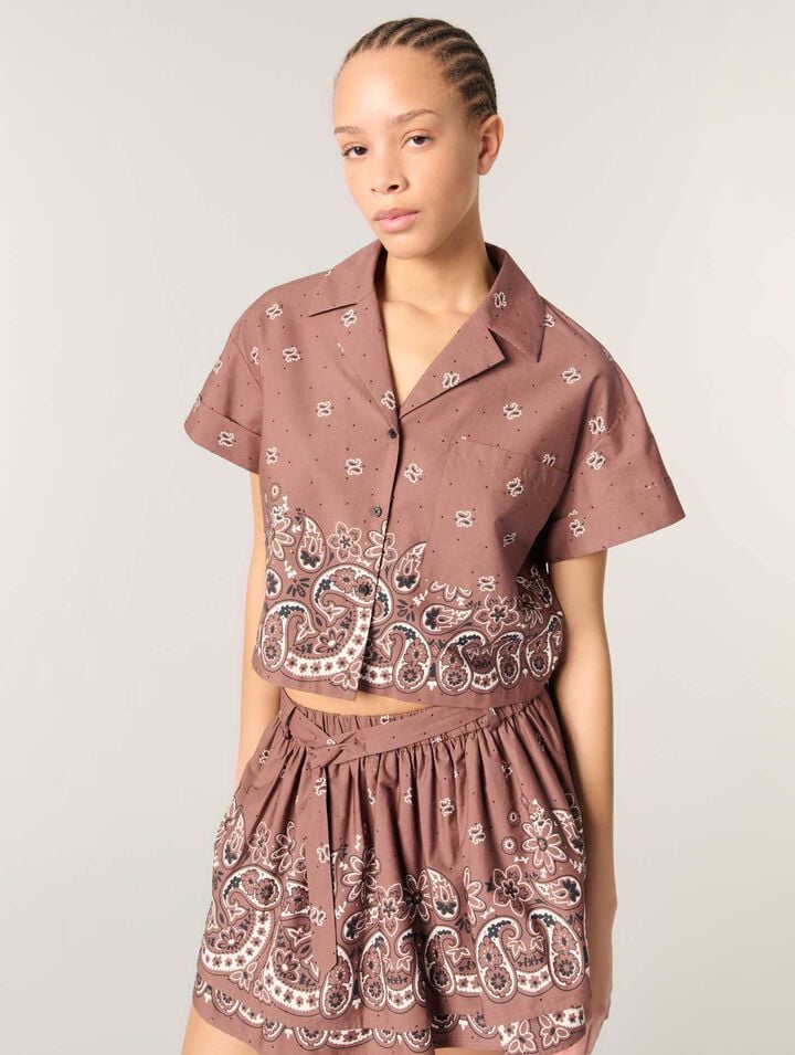 Camicia corta con stampa glitterata