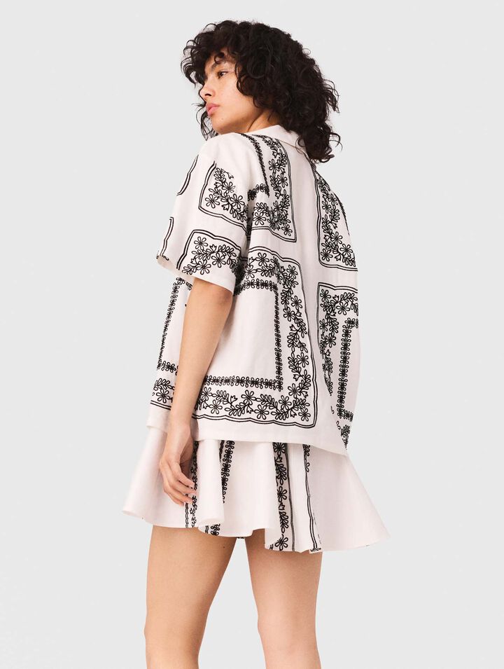 Camicia maniche corte ricamata