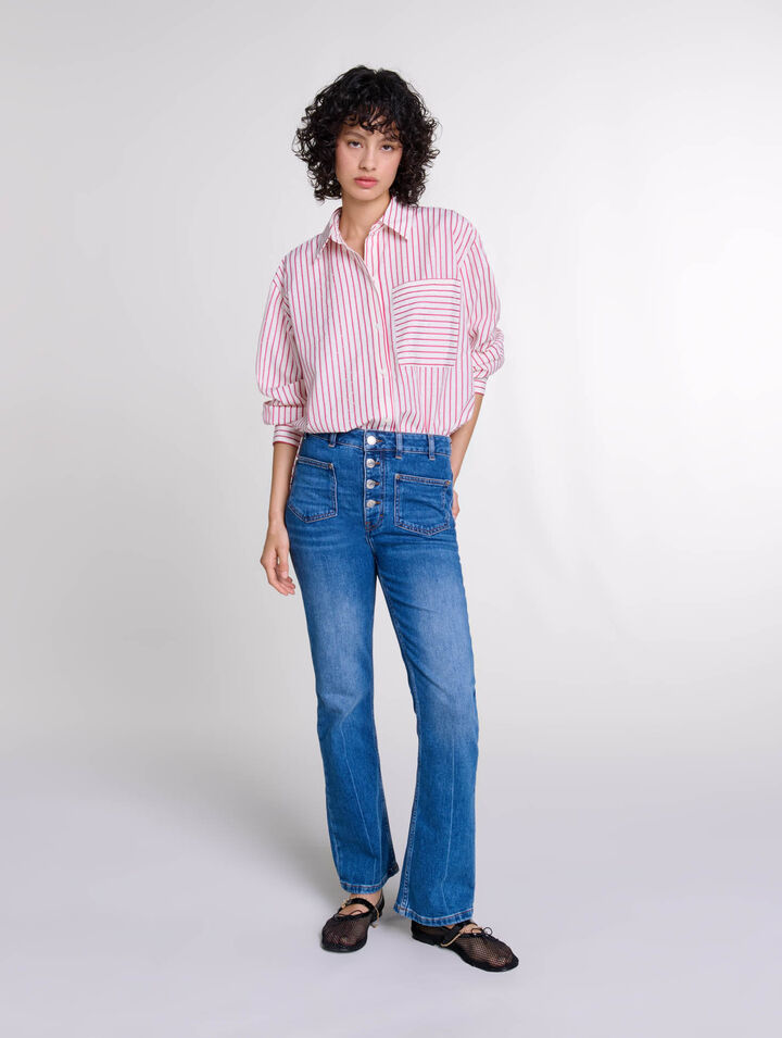 Camicia a righe con strass