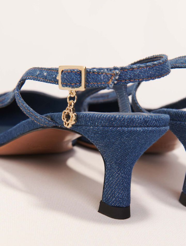 Décolleté slingback denim strass