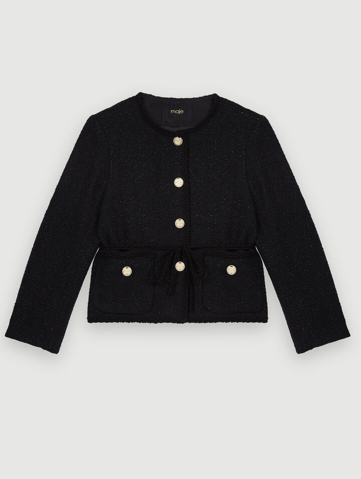 Giacca dritta in tweed brillante