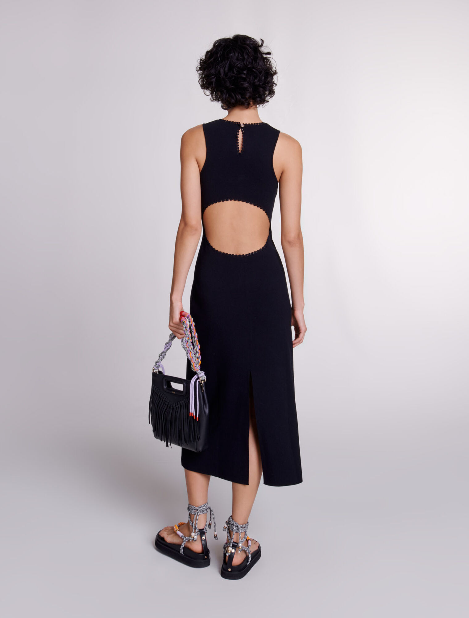 Abito lungo in maglia con cut-out