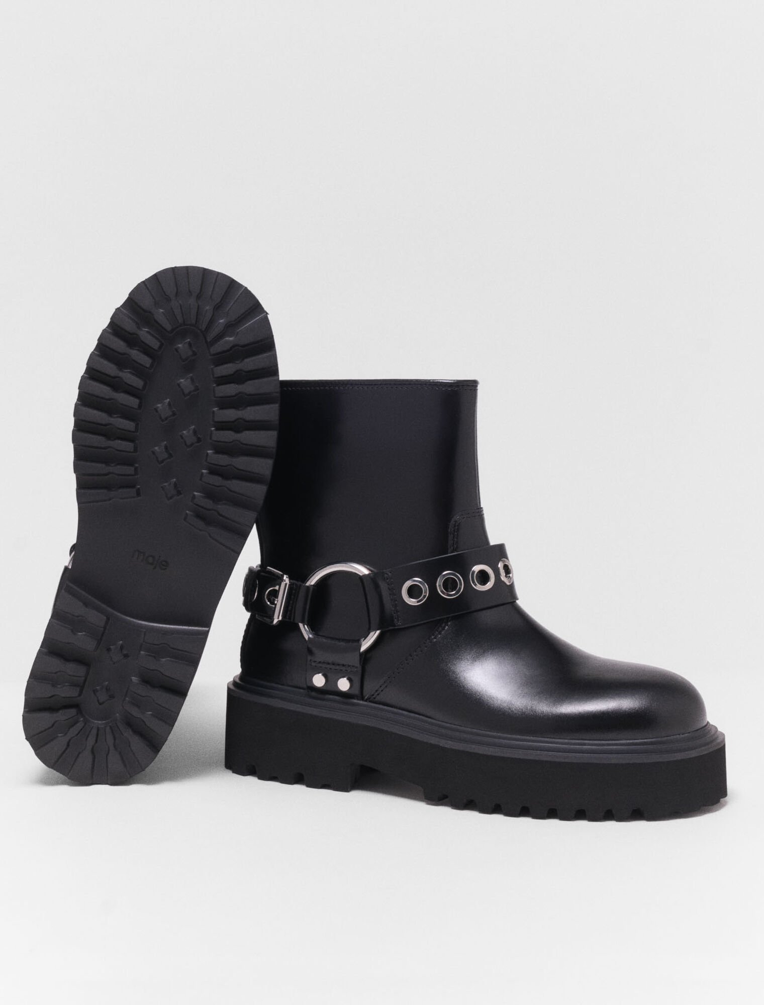 Stivaletto biker in pelle