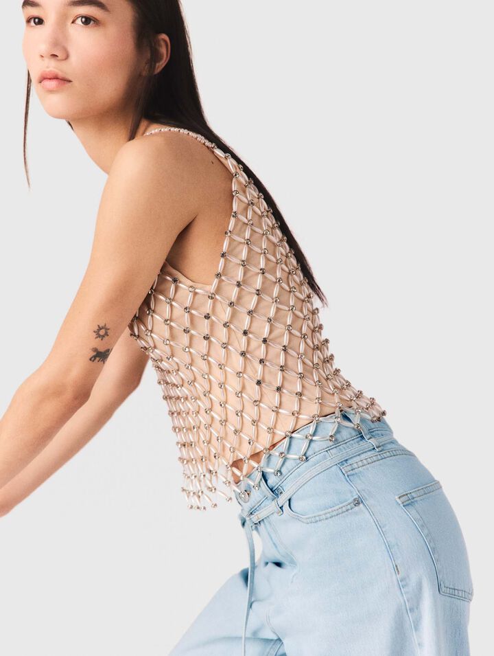 Top con perline foderato