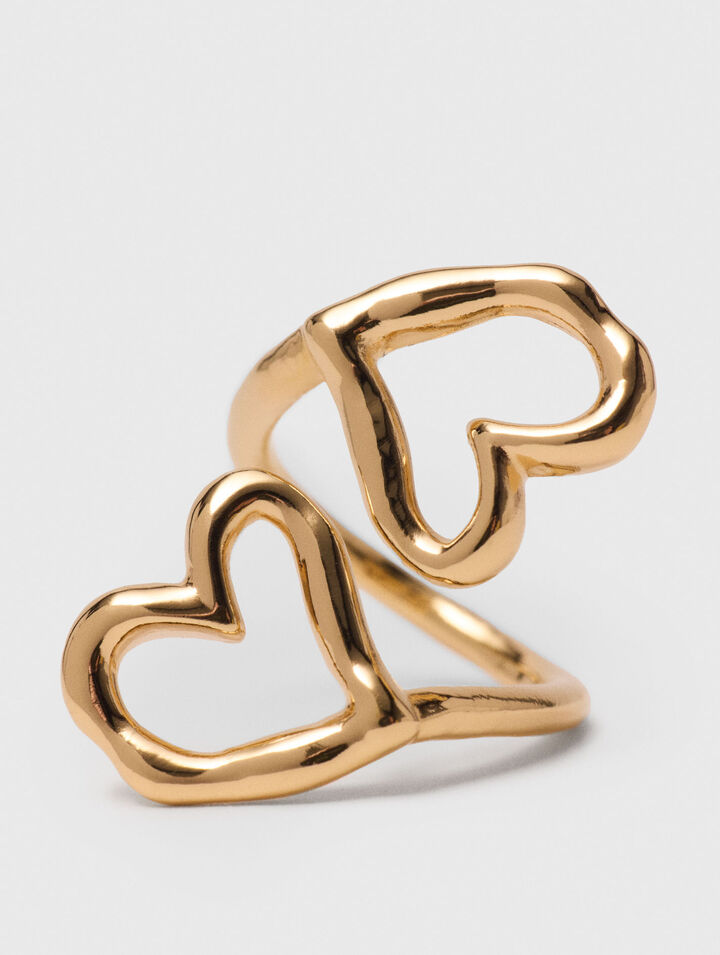 Anello doppio cuore placcato oro
