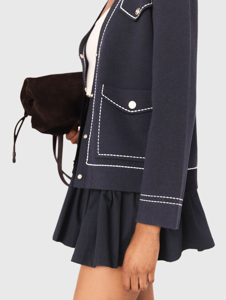 Cardigan lungo in maglia trapuntata