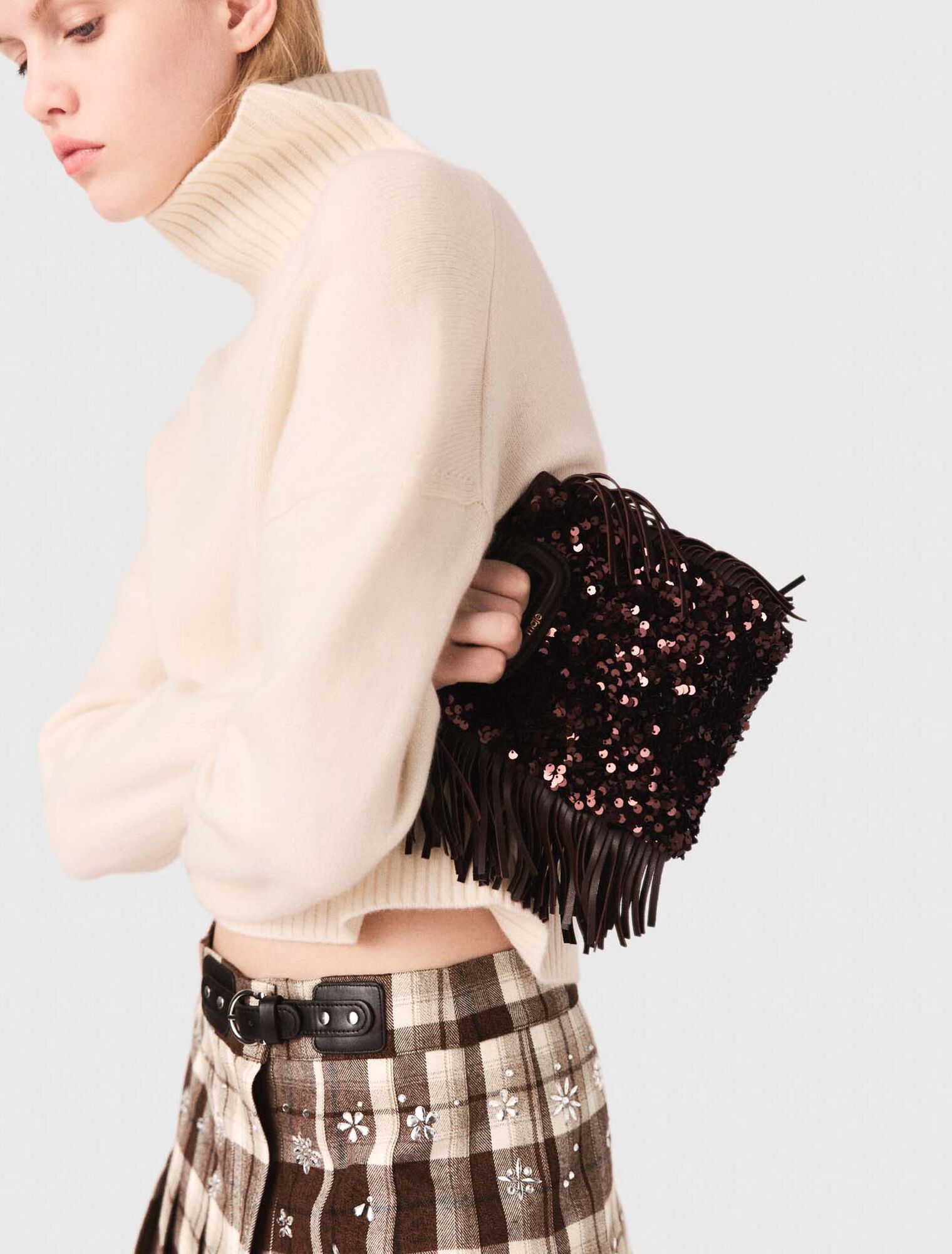 Gonna kilt a quadri con strass