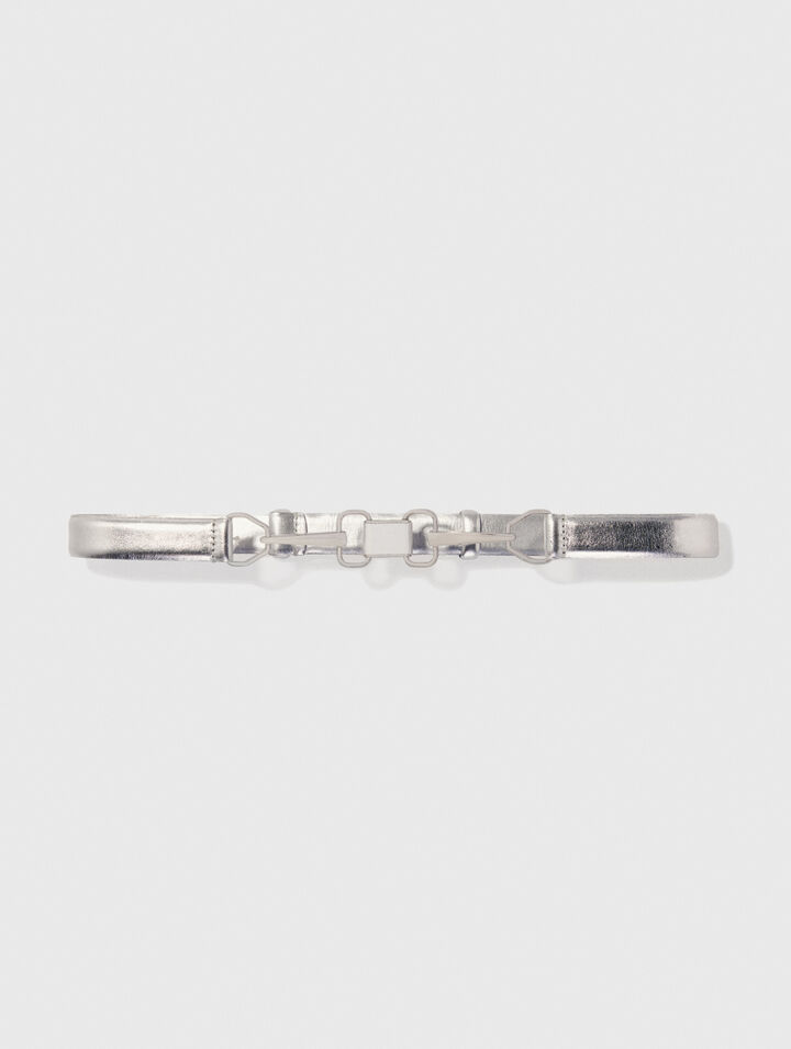 Cintura in pelle metallizzata