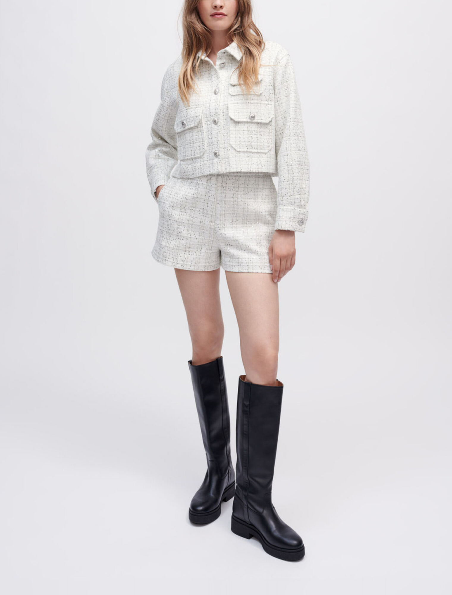 Shorts in tweed ecru
