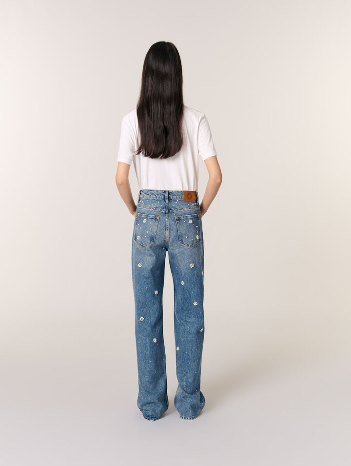 Jeans larghi ricamati