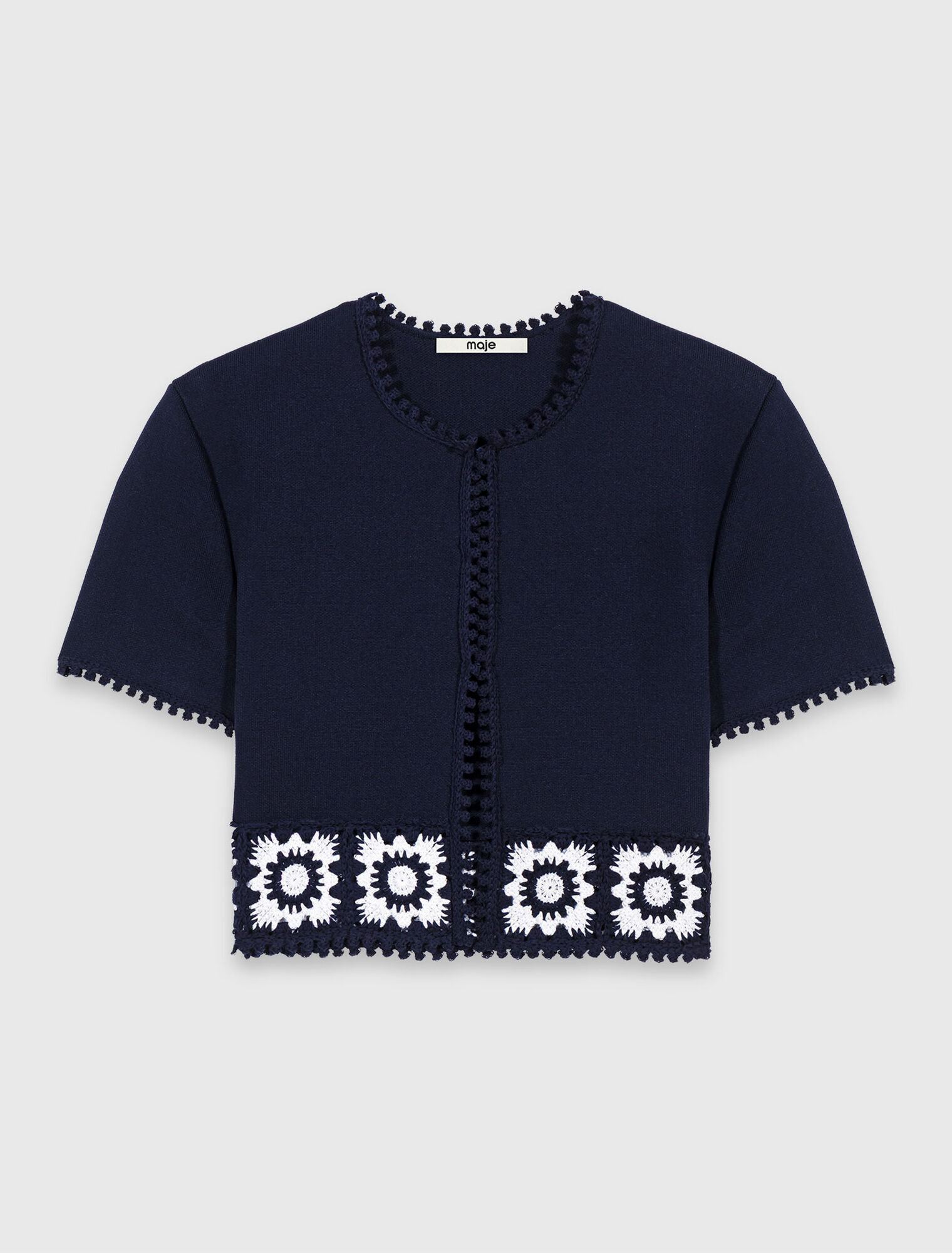 Cardigan con inserti in crochet