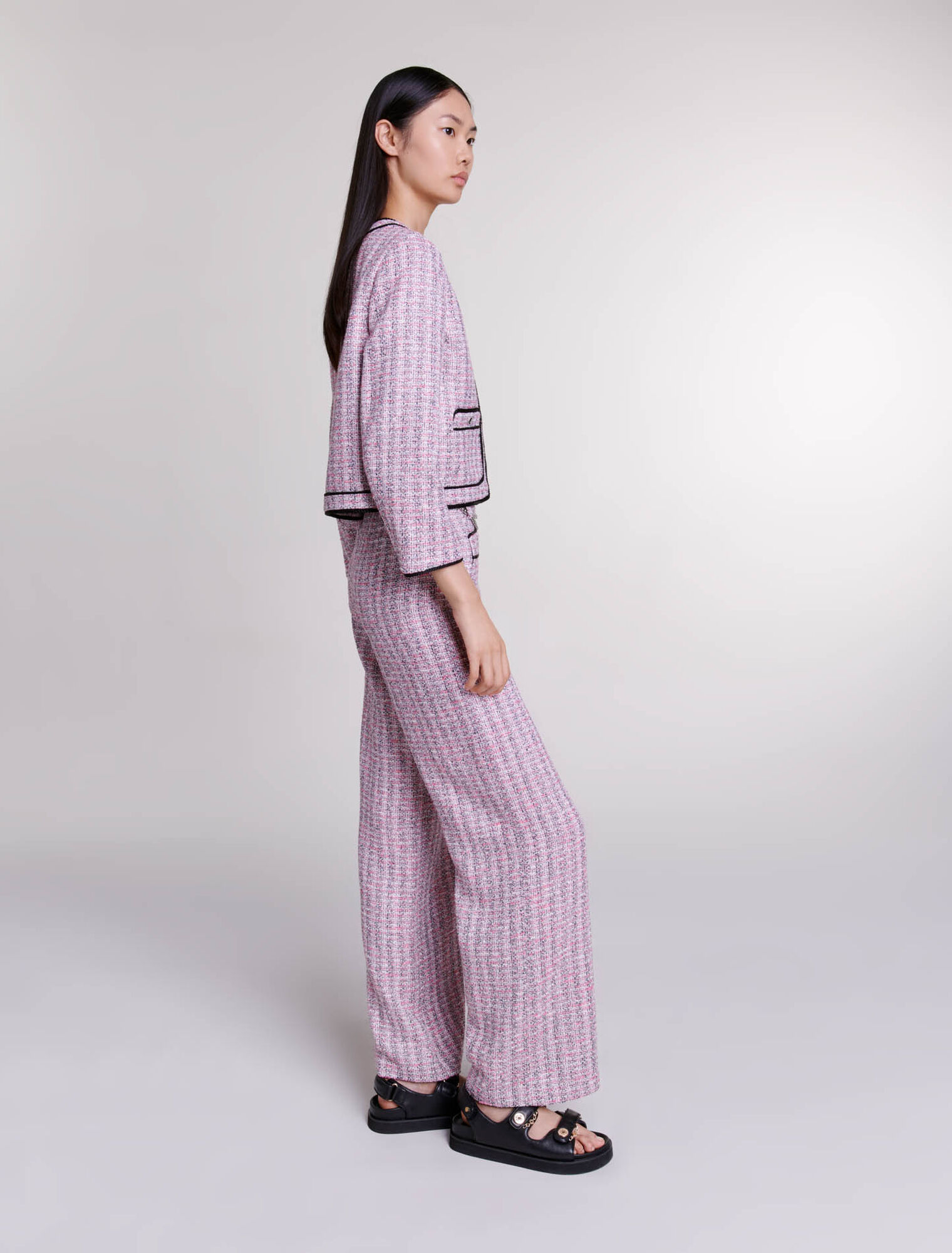 Pantaloni larghi in tweed
