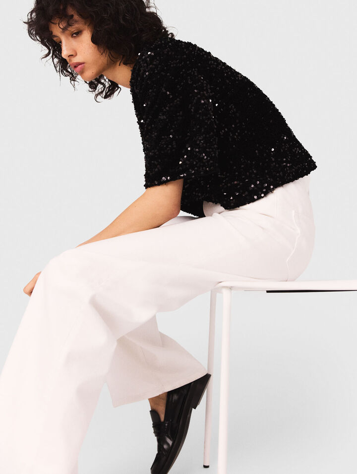 Top in velluto con paillettes